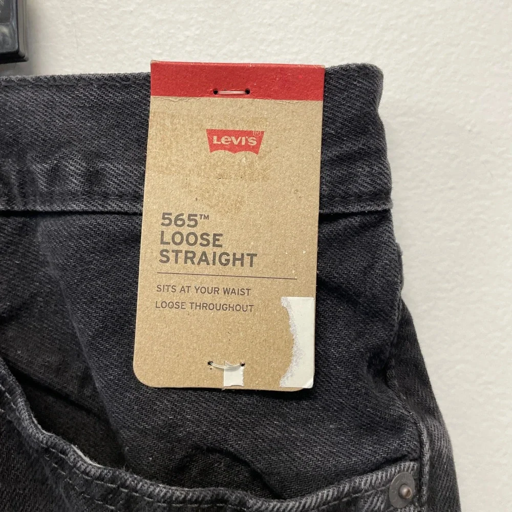 Levi's Men's Black 565 Loose Straight Denim Jeans Size 38 x 32